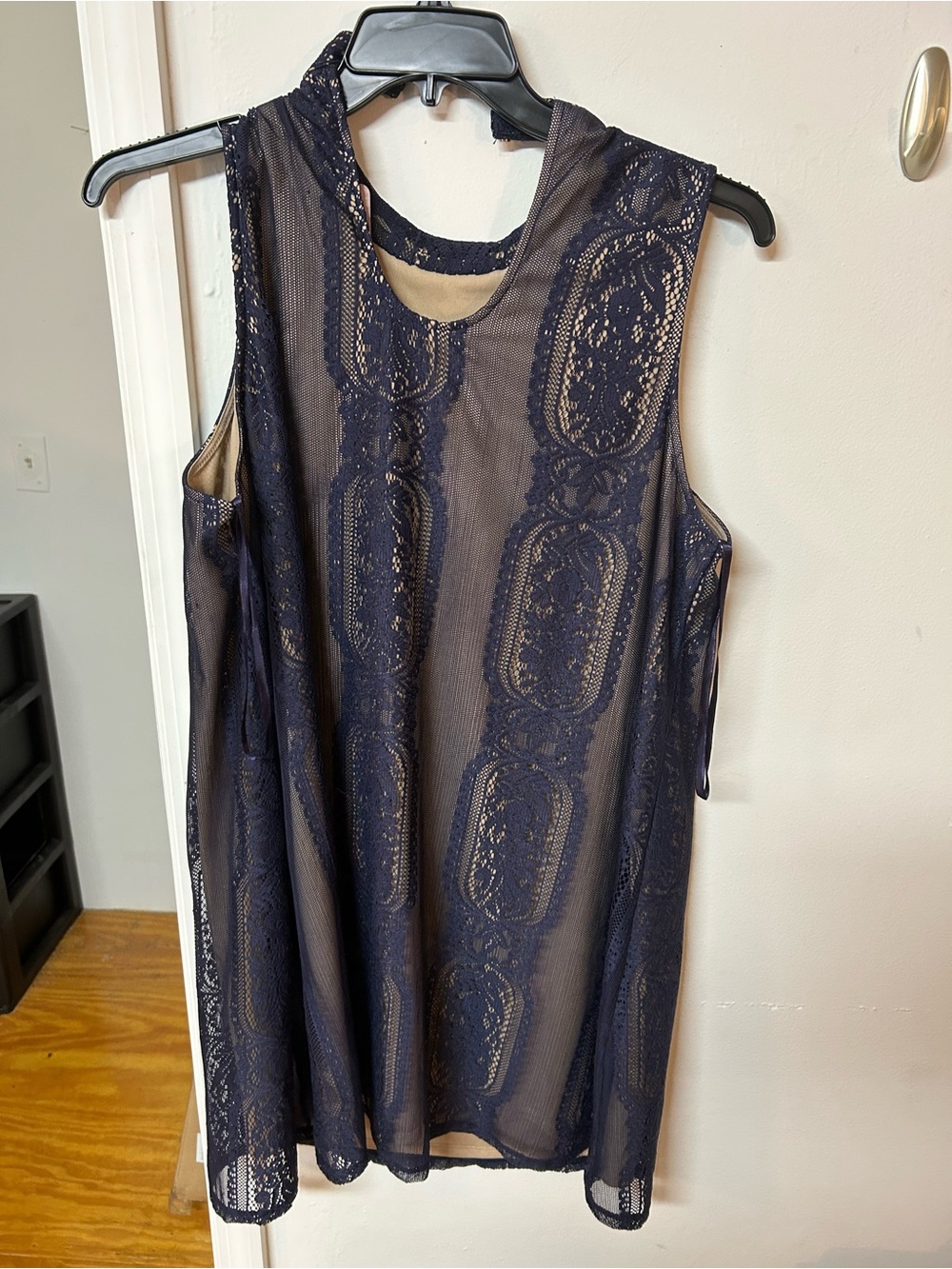 love, Fire Navy Lace Overlay Sleeveless Camisole